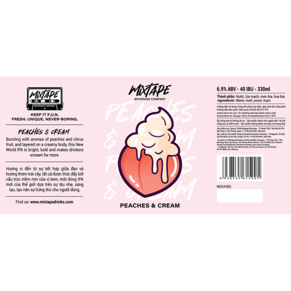 MixTape Peaches & Cream NEIPA Label