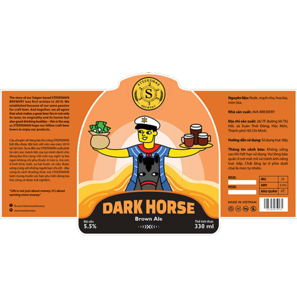 Steersman Dark Horse Brown Ale Label