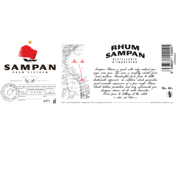Sampan Rhum 43% Full Label