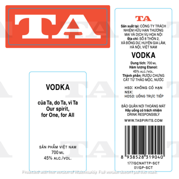 TA Vodka Label