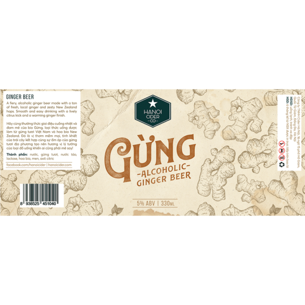 Hanoi Cider Alcoholic Ginger Beer Label