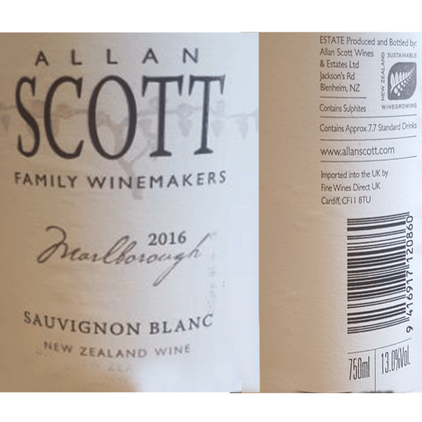 Allan Scott Sauignon Blanc Label