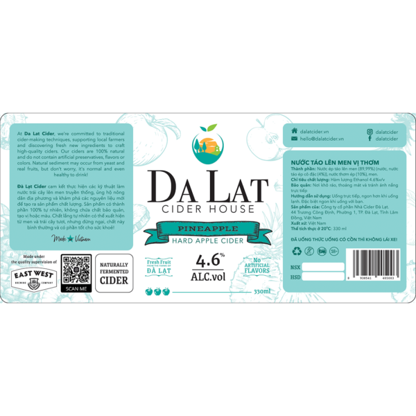 Dalat Pineapple Cider Bottle Label