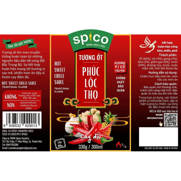 Spico Chilli Sauce Phúc Lộc Thọ Cay Dịu Label