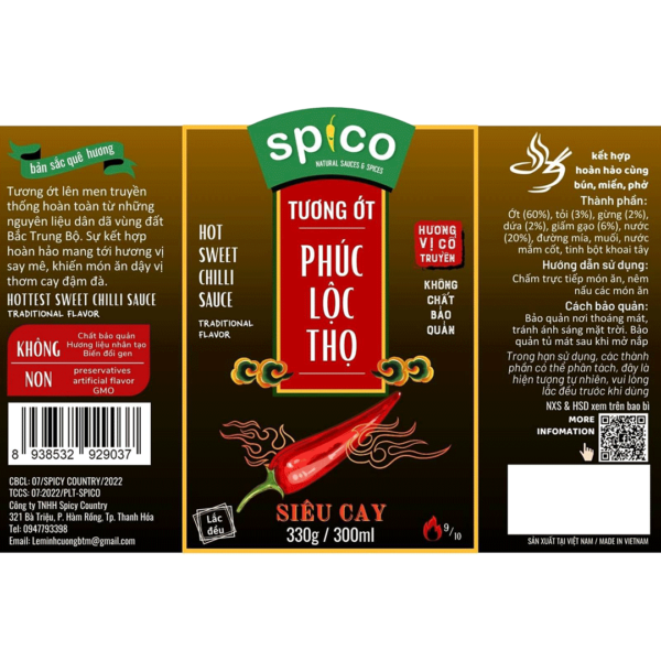 Spico Chilli Sauce Phúc Lộc Thọ Siêu Cay Label