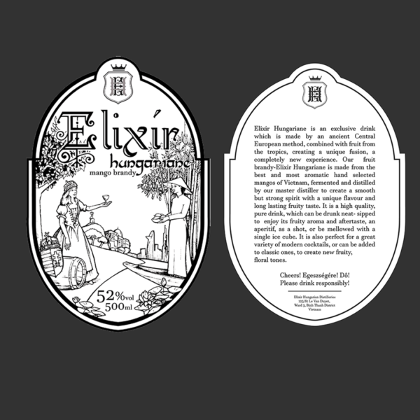 Elixir Hungarian Mango Brandy Label