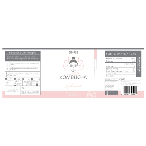 Lady Kombucha Hibiscus Label