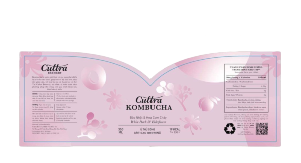 Cultra Kombucha Peach Elderflower Label