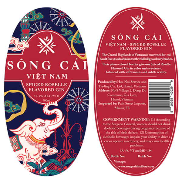 Sông Cái Spiced Roselle Gin Label