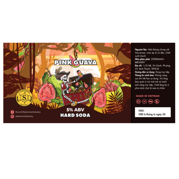 Steersman Pink Guava Hard Soda Label