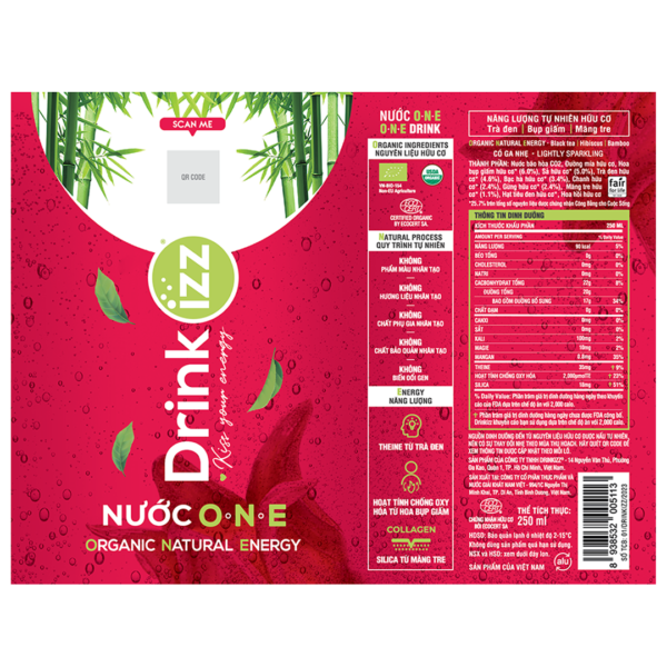 Drinkizz O.N.E. Organic Natural Energy Label