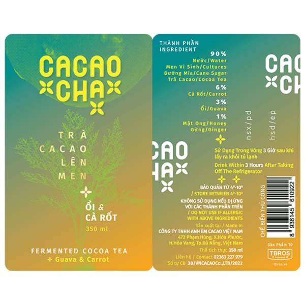 Cacaocha Fermented Cocoa Tea Guava & Carrot LABEL