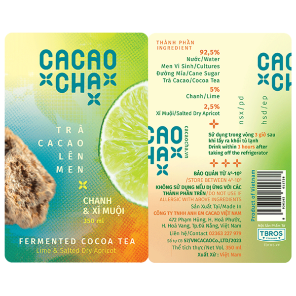 Cacaocha Fermented Cocoa Tea Lime & Salted Dry Apricot LABEL