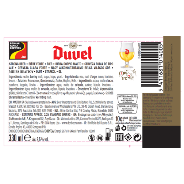 Duvel Original Belgian Strong Blond Label