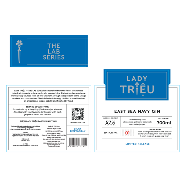 Lady Triệu East Sea Navy Gin Label
